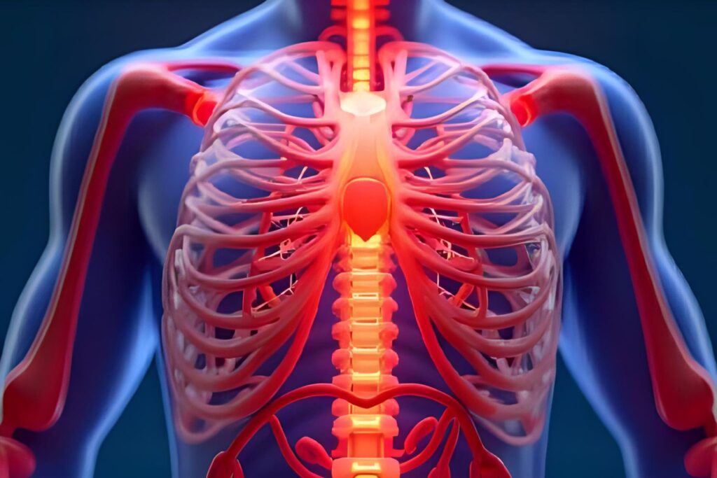 un squelette humain illuminé à l'intérieur pour illustrer l'insomnie à la ménopause